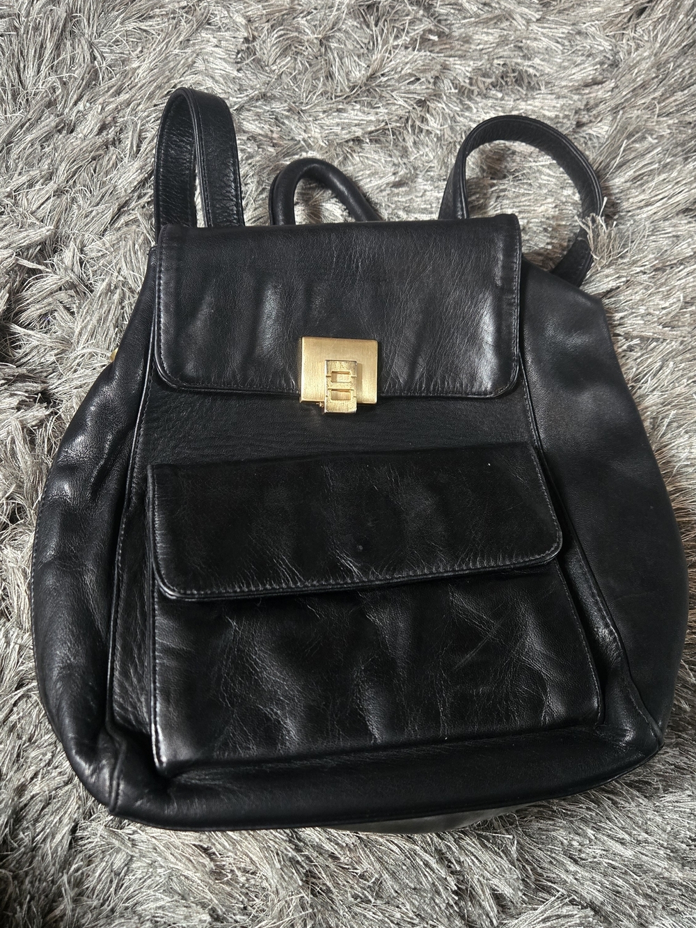 Vtg Perlina New York Leather Backpack